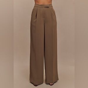 Meshki Suiting Wide-Leg High-Waist Brown Trousers Dress pants Size Small